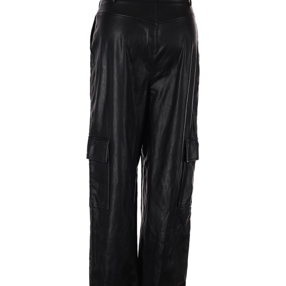 Topshop faux leather cargo trouser black high rise pants size 6 - Picture 4 of 6